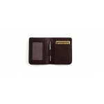 FULL-GRAIN PEBBLED BROWN LEATHER FOLDED ID CARD CASE